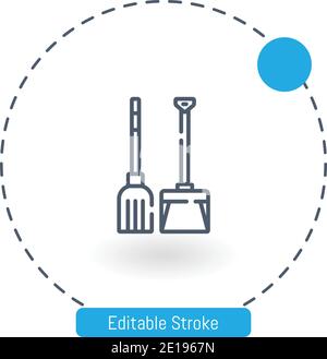 icona vettore di scopa icone di contorno del tratto modificabili per il web e. cellulare Illustrazione Vettoriale