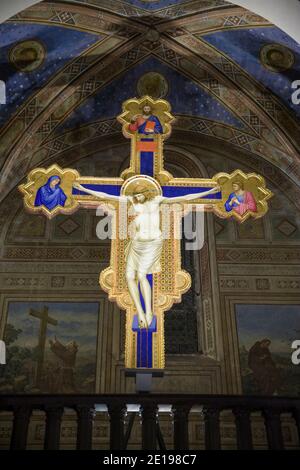 Italia, Toscana: Firenze. Crocifisso dello scultore e pittore Giotto di Bondone nella Chiesa di Ognissanti Foto Stock