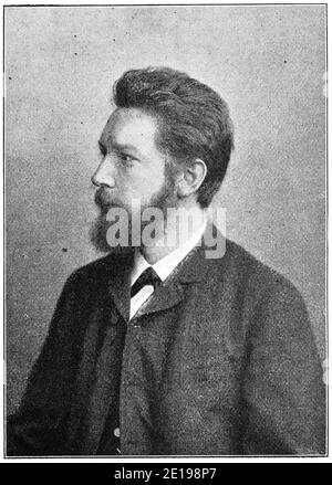 Ritratto di Friedrich Wilhelm Ostwald - un chimico e filosofo tedesco Baltico. Illustrazione del 19 ° secolo. Germania. Sfondo bianco. Foto Stock