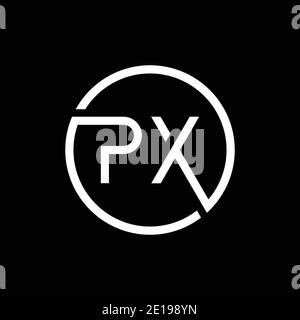 Modello vettoriale di tipografia creativa con logo PX Letter iniziale. Vettore del logo PX Creative Circle Letter. Illustrazione Vettoriale