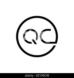 Modello vettoriale di progettazione del logo QC con lettera circolare iniziale. Design del logo QC Letter Illustrazione Vettoriale