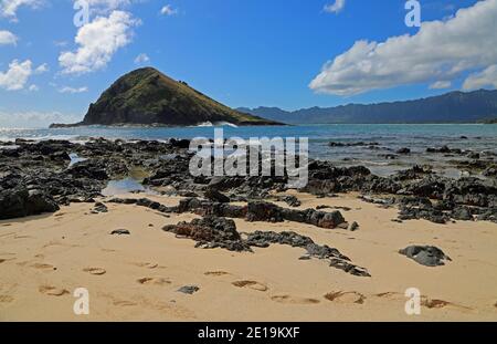 Vista a Moku Iki da Moku Nui - Oahu, Hawaii Foto Stock