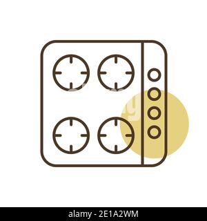 Cuocete il piano di cottura, superficie. Piano cottura a induzione. Simbolo grafico per la progettazione di siti Web di cottura, logo, app, UI Illustrazione Vettoriale