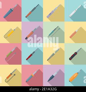 Set di icone per saldatori, piatti Illustrazione Vettoriale