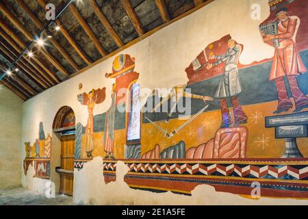 Affresco nella chiesa romanica di Sant Joan de Boi, Boi, provincia di Lleida, Catalogna, Spagna. Le chiese romaniche catalane del Vall de Boí, di cui Bo Foto Stock