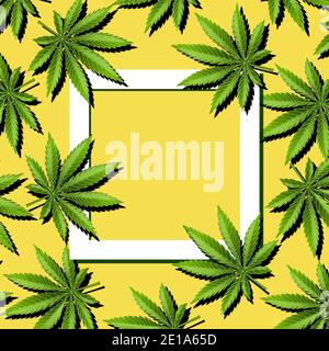 Telaio di carta con foglie di marijuana, foglie di cannabis Illustrazione Vettoriale