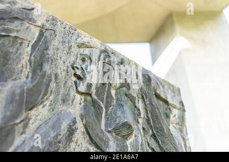 Bella scultura modernista a Drazgose, Slovenia Foto Stock