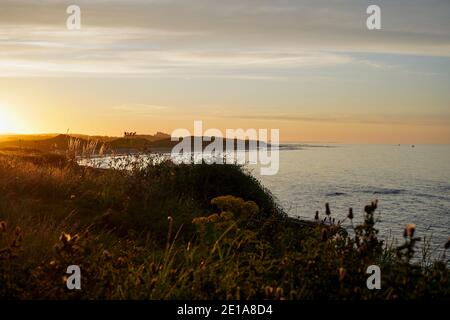 Tramonto sul mare a Seahouses Northumberland Foto Stock