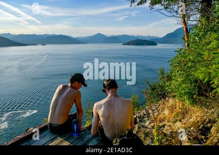 Howe Sound, da sopra Horseshoe Bay, West Vancouver, British Columbia, Canada Foto Stock