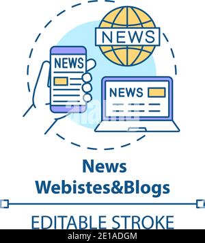 Icona del concetto di siti Web e blog di notizie Illustrazione Vettoriale