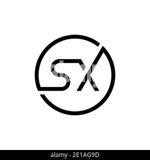 Modello vettoriale di progettazione del logo della lettera SX del cerchio iniziale. Testo astratto del logo SX Illustrazione Vettoriale