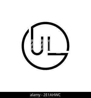 Modello vettoriale di progettazione del logo UL circolare iniziale. Lettera astratta logo UL Design Illustrazione Vettoriale