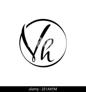 Modello vettoriale di progettazione del logo della lettera VH iniziale. Vettore del logo VH per la lettera di script astratto. Illustrazione Vettoriale