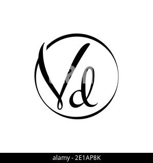 Modello vettoriale di progettazione del logo iniziale della lettera VD. Vettore del logo VD della lettera di script astratta. Illustrazione Vettoriale