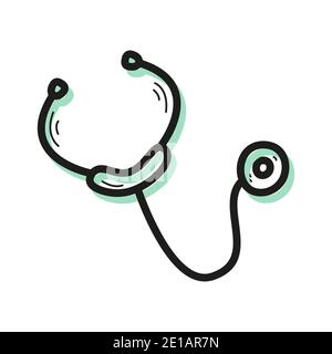 Icona vettoriale a colori lineari sotto forma di fonendoscopio medico Illustrazione Vettoriale