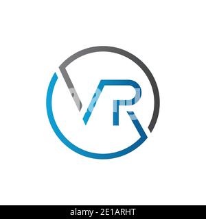 Modello vettoriale di tipografia creativa del logo della lettera VR del cerchio iniziale. Vettore del logo Creative Letter VR. Illustrazione Vettoriale