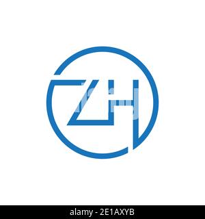 Modello vettoriale per la progettazione del logo ZH. Illustrazione del vettore ZH con lettera circolare iniziale Illustrazione Vettoriale