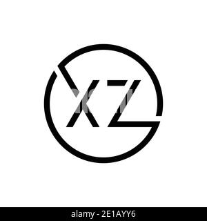 Modello vettoriale per il design del logo Creative Circle Letter XZ. Progetto iniziale del logo XZ in lettera collegata Illustrazione Vettoriale