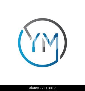 Modello vettoriale di progettazione logo YM. Illustrazione vettoriale YM della lettera circolare iniziale Illustrazione Vettoriale