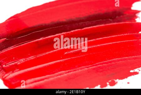 Cinque colori di vari campioni di Lipstick isolati su un bianco Sfondo Foto Stock