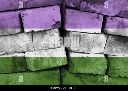 bandiera dell'orgoglio di genderqueer dipinta su muro di mattoni Foto Stock