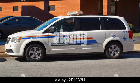 Truro, Canada - 30 maggio 2018: Veicolo reale canadese montato della polizia. La RCMP è l'agenzia di polizia nazionale e federale del Canada. Foto Stock