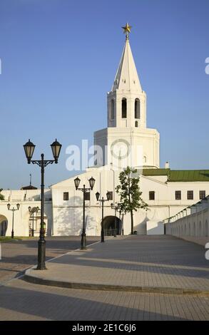 Torre Spasskaya del Cremlino di Kazan. Il Tatarstan, Russia Foto Stock