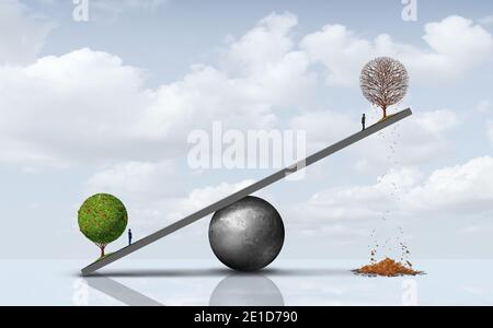 Equilibrio sociale concetto di affari e prosperità e povertà o povero ricco concetto economico e metafora finanziaria come un concetto di disparità di ricchezza. Foto Stock