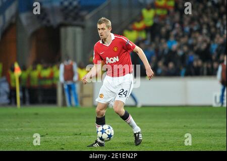 Darren Fletcher of Man Utd durante la partita della Champions League tra Olympique de Marseille e Manchester United FC allo Stade Velodrome il 23 febbraio 2011 a Marsiglia, Francia. Foto di Stephane Reix/ABACAPRESS.COM Foto Stock