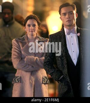 Attori Leighton Meester ed ed Westwick filmando una scena al Plaza sul set del finale di stagione di Gossip Girl a New York, NY il 7 marzo 2011.Photo di Charles Guerin/ABACAPRESS.COM Foto Stock