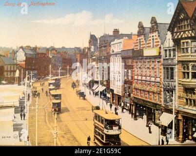 Long Row, Nottingham circa 1910. Foto Stock