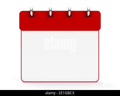 Calendario vuoto icona con anelli, tridimensionale, rendering 3D illustrazione Foto Stock