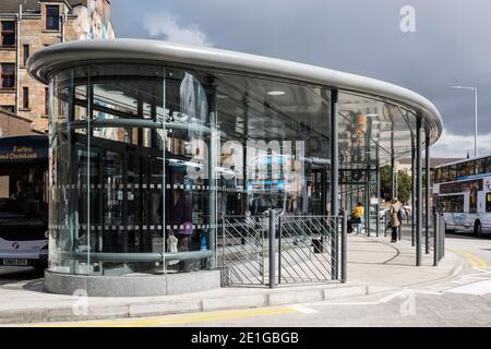 Partick Interchange, una nuova stazione degli autobus presso il centro di trasporti integrato di Glasgow, Scozia, Regno Unito. Foto Stock