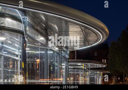 Partick Interchange, una nuova stazione degli autobus presso il centro di trasporti integrato di Glasgow, Scozia, Regno Unito. Foto Stock