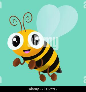 Illustrazione Cartoon cute ape sta volando. Foto Stock