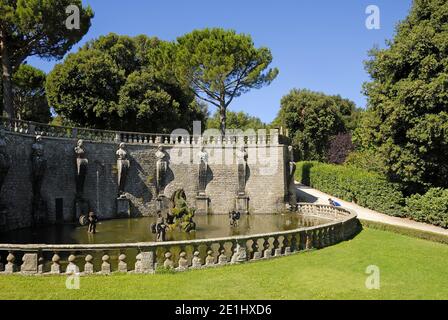 Bagnaia, Lazio, Italia. Villa Lante, Fontana del Pegaso / Fontana di Pegasus Foto Stock