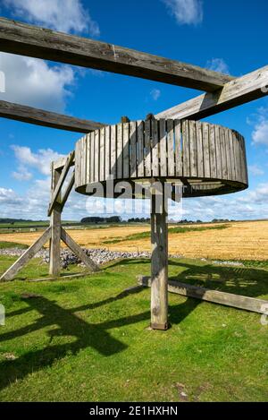 Replica gin cavallo, miniera di Magpie, Sheldon, Peak District, Derbyshire, Inghilterra. Una miniera di piombo disusata con 200 anni di storia. Foto Stock