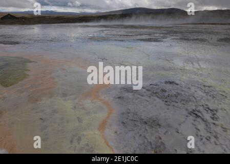 Area geotermica di Hveravellir vicino alla rotta F35 in Islanda Foto Stock