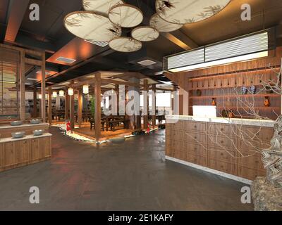 3D render del ristorante cafe Foto Stock