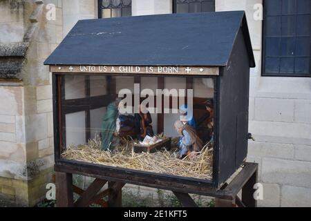 Presepe di Natale alla chiesa di Santa Maria e San Giles a Stony Stratford. Foto Stock