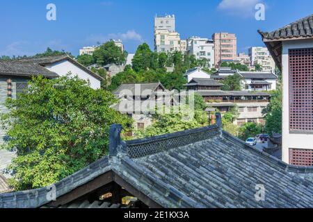 Vecchi edifici cinesi tradizionali al Villaggio di Gankeng Hakka a Shenzhen, Cina Foto Stock