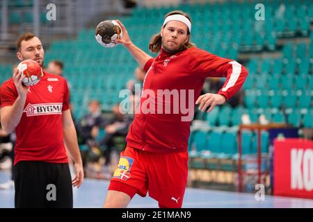 Kolding, Danimarca. 07 gennaio 2021. Mikkel Hansen della Danimarca ha visto nella prova partita tra Danimarca e Norvegia alla Sydbank Arena di Kolding. (Photo Credit: Gonzales Photo/Alamy Live News Foto Stock