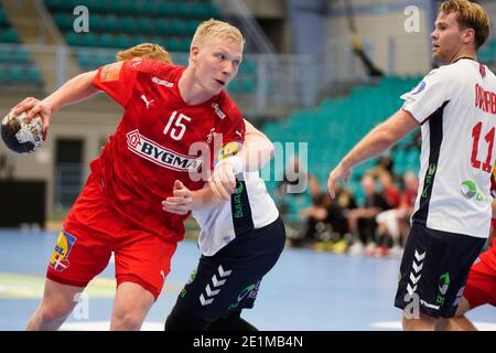 Kolding, Danimarca. 07 gennaio 2021. Magnus Saugstrup (15) della Danimarca ha visto nella prova partita tra Danimarca e Norvegia alla Sydbank Arena di Kolding. (Photo Credit: Gonzales Photo/Alamy Live News Foto Stock