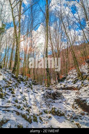 Monti Sabini (Rieti, Italia) - le montagne innevate della provincia di Rieti, Sabina, vicino al Monte Terminillo e al Tevere. Qui Pizzuto Foto Stock