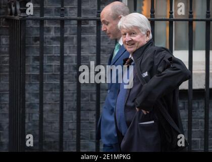 Stanley Johnson, padre del primo ministro Boris Johnson, Downing Street, Londra Foto Stock