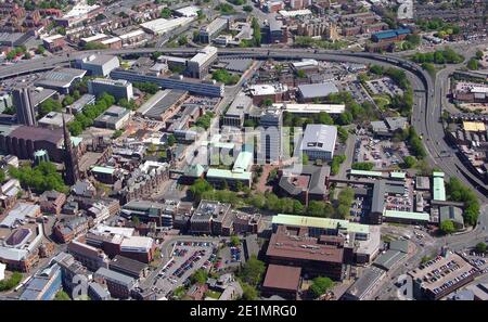 Vista aerea del centro di Coventry Foto Stock