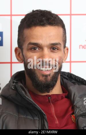 La Mehdi Carcela di Standard raffigurata durante una conferenza stampa della squadra di calcio belga Standard de Liege, davanti alla Jupiler Pro League che ha anticipato il trentesimo giorno, Foto Stock