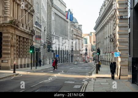 Londra - strade tranquille dalla banca d'Inghilterra durante il Blocco del coronavirus Foto Stock