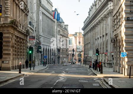 Londra - strade tranquille dalla banca d'Inghilterra durante il Blocco del coronavirus Foto Stock