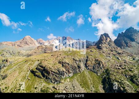 Valmalenco (IT), Panoramica aerea dal Rifugio Bosio mt. 2086 Foto Stock